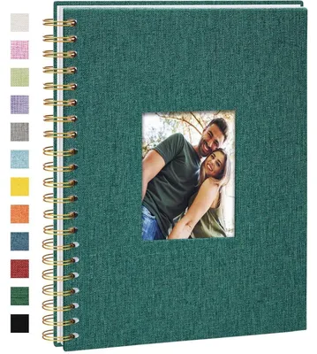 Productafbeelding van Fotoalbum, scrapbookingalbum, spiraalalbum, zelf te personaliseren, 28 x 20,5 cm, 80 pagina's, donkergroen