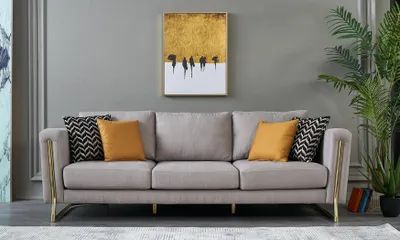 Zdjęcie produktu dla Sofa trzyosobowa sofa 3-osobowa szara sofa z tkaniny sofa tapicerowana nowoczesna