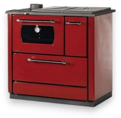 Immagine prodotto di Stufa cucina riscaldamento a legna con forno struttura in acciaio 9,06 kW Popular - Bordeaux