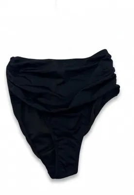 Produktbild von Trendyol Damen Bikinihose High Waist Gr. 40 L Schwarz Gerafft Bauchweg Hipster
