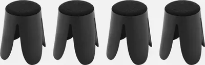 Produktbild von sweeek - 4er Set stapelbare Hocker, strukturierter Bouclébezug - Schwarz
