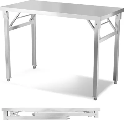 Produktbild von LARS360 Klappbarer Edelstahltisch Outdoor Arbeitstisch Metalltisch Bis 300KG Garten Küchentisch Serviertisch Grilltisch Robust & Stabil - 100x60x85cm