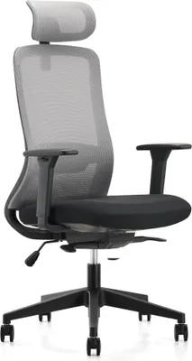 Produktbild von Casa Dolce Bürostuhl MOLINA, grau&schwarz, 71x68x110-120 cm, drehbar und höhenverstellbar, Stoff & Netz, Verstellbare Armlehnen