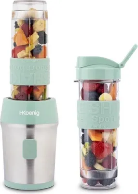 Image de Mini Blender H.KoeNIG SMOO18, 300 W, 570 mL, Vert Pastel, 2 Gourdes incluses, Sans BPA