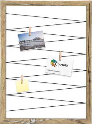 Produktbild von Fotohalter Pinnwand Fotorahmen Bilderrahmen 20 Holzklammer CLAMARO Collage Flex, Flex Größe:45x65, Flex Farbe:Eiche Altholz Silber