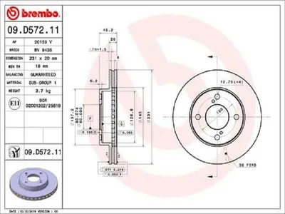 Produktbild von Bremsscheibe BREMBO 09.D572.11
