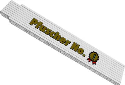 Produktbild von Meterstab aus Holz mit Spruch und Medaille: Pfuscher No. 1 Kollegengeschenk