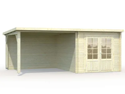 Produktbild von Palmako Gartenhaus Ella 6,9 + 8,2 m² aus Holz Gartenhaus mit 28 mm Wandstärke Gartenhütte Geräteschuppen 15.84 m² Flachdach