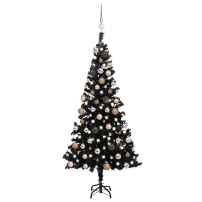 Produktbild von Maison Exclusive - Künstlicher Weihnachtsbaum Beleuchtung & Kugeln Schwarz 150 cm