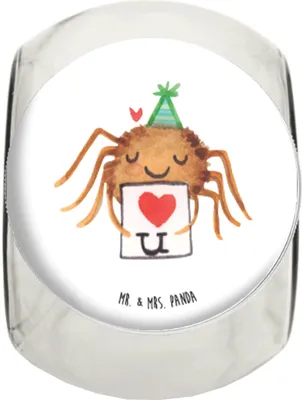 Produktbild von Mr. & Mrs. Panda Teedose Spinne Agathe Brief L 870ml - Weiß - Geschenk, Ich Liebe Dich, Liebesbeweis, Vorratsglas, Kaffeedose, Heiratsantrag, Liebespaar, Bonboniere