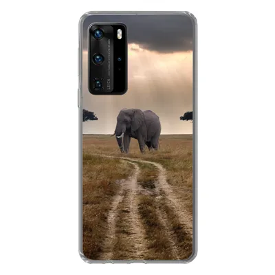 Produktbild von MuchoWow® Handyhülle Schutzhülle Hülle für Huawei P40 Pro Elefant - Tiere - Wiese - Sonne Silikon Softcase Handy Hülle - Schutz
