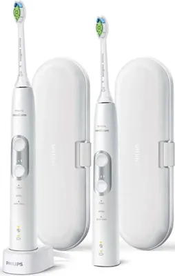Zdjęcie produktu dla Philips Sonicare ProtectiveClean 6100 HX6877/34 Zestaw szczoteczek sonicznych, Dorosły, Soniczna szczoteczka do zębów, Codzienna pielęgnacja, Pielęgnacja dziąseł, Wybielający, 62000 ruchów na minutę, Srebrny, Biały, 2 min