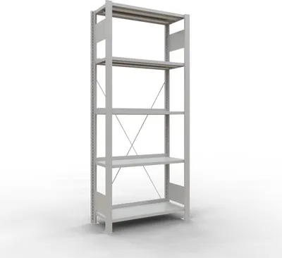 Produktbild von Schulte Büro-Fachbodenregal MULTIplus85 Stecksystem mit Anschlagleiste | Grundregal | Fachlast 85kg | HxBxT 180x75x30cm | 5 Ebenen | Einseitig nutzbar | Lichtgrau