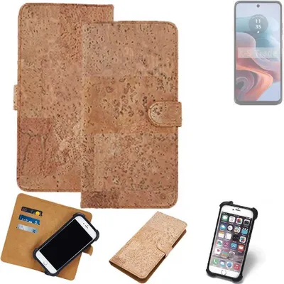 Produktbild von K-S-Trade Hülle kompatibel mit Motorola G34 5G  Kork Handyhülle Cover  Schutzhülle TPU Case Bumper in Hellbraun, (1x)