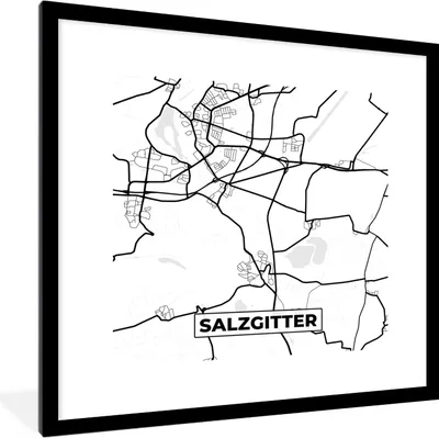 Produktbild von MuchoWow® Gerahmtes Poster Karte - Salzgitter - Karte - Stadtplan 40x40 cm - Poster mit Schwarzem Bilderrahmen Wandposter Rahmen Foto Bilder - Poster - Plakat im Rahmen