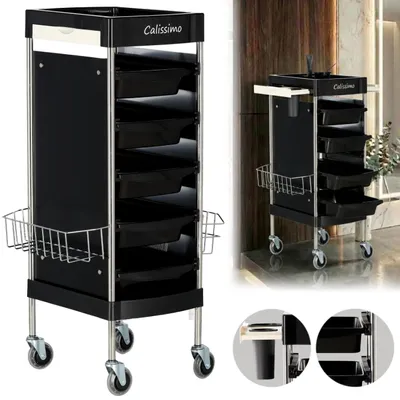 Image de Desserte de coiffure X11-E, chariot à roulettes pour la coloration, meuble de rangement avec tiroirs pour salons de coiffure et d'esthétique