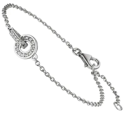 Produktbild von Armband Armkette aus 925 Silber rhodiniert 20 Zirkonia weiß 17-20cm Armschmuck