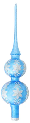 Produktbild von Krebs Glas Lauscha Weihnachtsbaumspitze  Eislack Hellblau - Größe: 30cm - mundgeblasen & handdekoriert