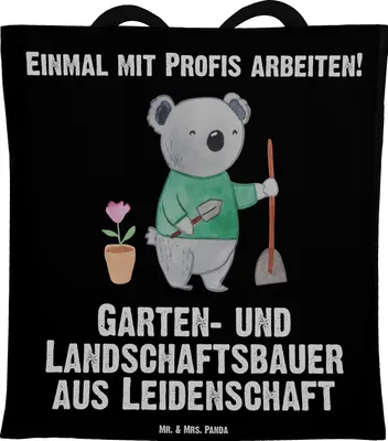 Produktbild von Mr. & Mrs. Panda Schultasche Garten- und Landschaftsbauer Leidenschaft - Schwarz - Geschenk, Spruch, Shopping Tasche, Einkaufstasche, Gärtner, Gartenbau, Jutetasche