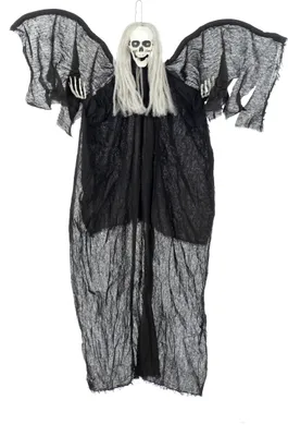 Produktbild von Gruseliger Skelettgeist mit Leuchtaugen Halloween-Hängedeko schwarz-weiss