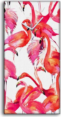 Produktbild von Leinwand Wanduhr Wandkunst Uhr Geräuschlos 30x60 Abstrakte Kunst Flamingos - weiße Hände
