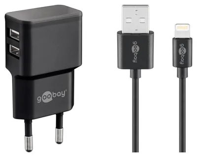 Obrázok produktu pre Goobay USB dátový kábel, nabíjačka, Lightning nabíjací kábel, sada konektorov, Apple, čierna