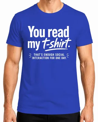Immagine prodotto di T-shirt da uomo "Abbastanza interazione sociale per oggi", marca Lustig, colore blu, taglia 3XL