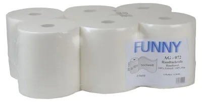Produktbild von 6 Rollen Handtuchrolle für markenfreie Spendersysteme 2 lagig hochweiß 20 cm