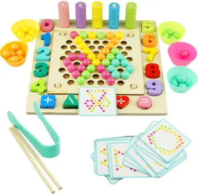Obrázok produktu pre Drevené Montessori puzzle drevené bloky písmená lopty 6 v 1
