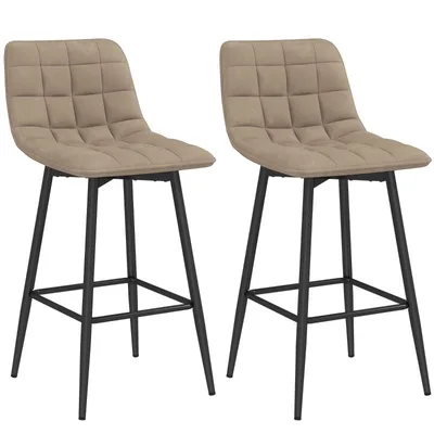 Produktbild von Küchenhocker – Barhocker – Zweiteiliges Küchenhocker-Set – Gepolstertes Hocker-Set – Hocker – Küchenmöbel – 45 x 47 x 84 cm – Braun
