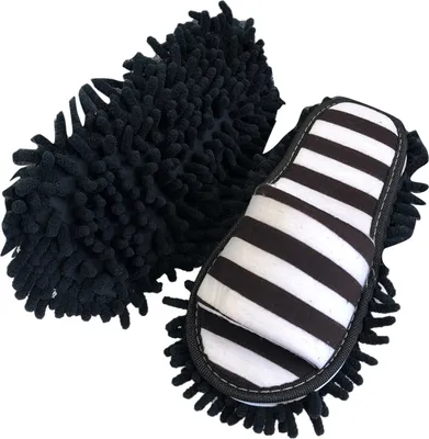 Produktbild von Hausschuhe Lazy Open Toed Mop Slipper für den Hausgebrauch Weiche Hausschuhe in reinen Farben zum Reinigen Schwarz M 39-41
