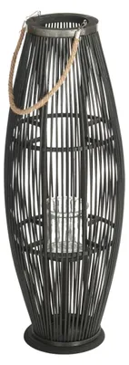 Image de Lanterne en bambou avec poignée - 80 cm, noire