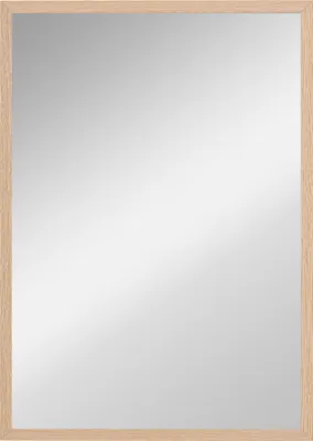Image de HOMCOM Miroir mural rectangulaire 50 x 70 cm, cadre en bois, idéal pour la salle de bain, salon ou chambre, naturel