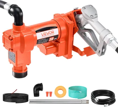 Obrázek produktu pro Přečerpávací čerpadlo VEVOR, 12 V DC, 75,7 l/min, 1/4 hp, přečerpávací čerpadlo na naftu s ruční tryskou, výstupní a sací hadicí, pro benzín, parafín, etanolové směsi, metanol, bionaftu