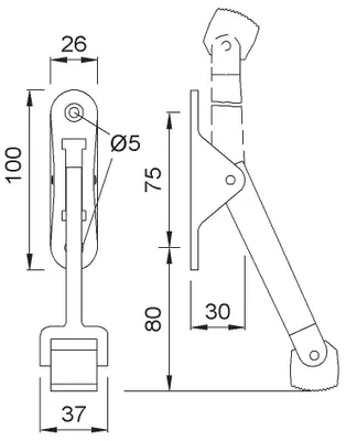 Image de Arrêt de porte à bascule 1060 02 argent - KWS - 106002