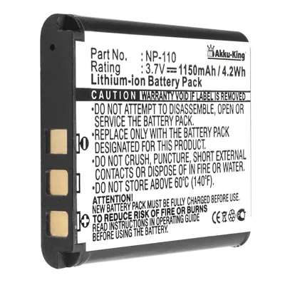 Produktbild von Akku-King 20106479, Casio, 1150 mAh, 3,7 V, Lithium-Ion (Li-Ion)