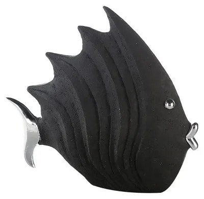 Fischfigur aus Kunstharz, schwarz, 26 x 29 cm