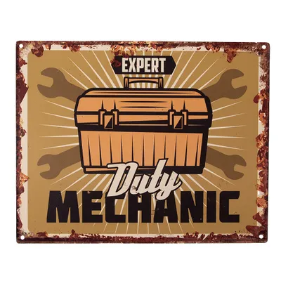 Produktbild von Clayre & Eef Textschild 25x20 cm Braun Eisen Werkzeugkasten