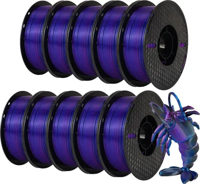 Zdjęcie produktu dla filament do drukarek 3D, Silk PLA, waga 10 kg, czarny niebieski fioletowy
