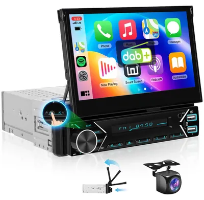 Obrázok produktu pre Autorádio 1-DIN s 7-palcovým výklopným displejom, Bluetooth a USB-C