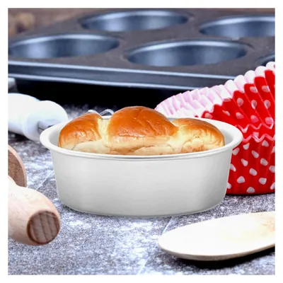 Produktbild von 4 Stück Ovale Antihaft-Kuchenformen aus Aluminiumlegierung Backzubehör mit Glatten Kanten für Einfache Reinigung und Kuchenentnahme