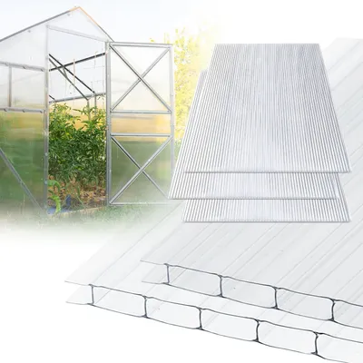 Produktbild von Ikodm 10x Polycarbonat Hohlkammerplatten 8mm Transparent UV Doppelstegplatten 7,32m²
