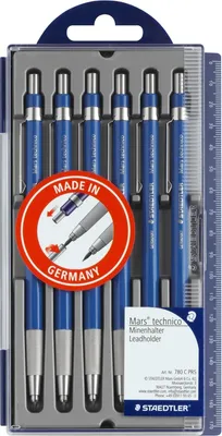 Produktbild von Fallminenstift Mars technico mit Clip HB blau Kunststoffetui mit 6 Stück Packung mit 10 Stück