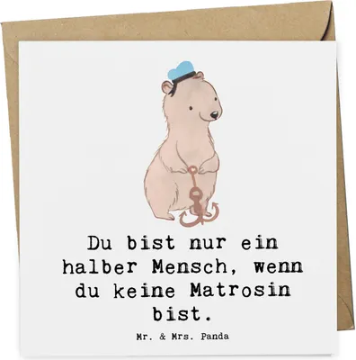 Produktbild von Mr. & Mrs. Panda Glückwunschkarte Matrosin Herz - Weiß - Geschenk, Klappkarte, Witzig, anlasskarte, Spruch, Seeleute, doppelkarte, faltkarte, Grußkarte, Lustig