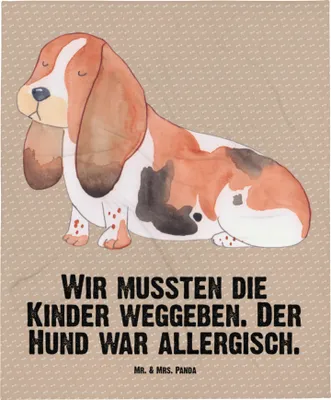 Produktbild von Mr. & Mrs. Panda Kinderdecke Hund Basset Hound - Hundeglück - Geschenk, Schmusedecke, Süß, Babydecke, Kinderwagendecke, Sprüche, Plaid, Erstlingsdecke