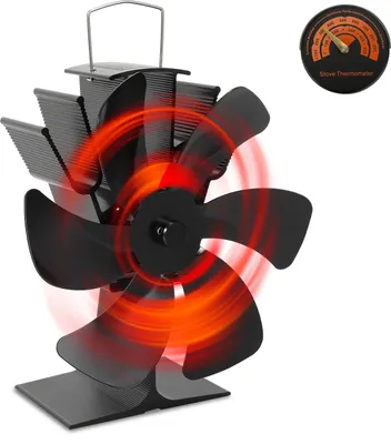 Obrázok produktu pre Jopassy krbový ventilátor so 6 lopatkami, elektrický ventilátor pre krbové kachle na drevo, tichá prevádzka, ventilátor krbových kachlí na drevo / horáky na drevo