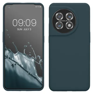 Produktbild von kwmobile Handyhülle für OnePlus 11 Hülle - Case Silikon - Kabelloses Laden - Schutzhülle Cover in Dunkler Schiefer