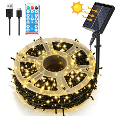 Obrázek produktu pro Jopassy 50M 500 LED solární víla světla IP44 8 modů vnitřní venkovní ChristmasParty zahrada svatba vodotěsné osvětlení dekorace teplá bílá