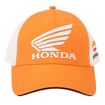 Produktbild von Honda Repsol Baseball Cap TU5382-030 – Uni Strapback Cap aus 100% Polyester – Orange/Weiß mit Logos