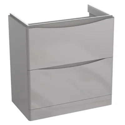 Produktbild von Waschbeckenunterschrank mit 2 Schubladen Grau Hochglanz AUSTIN 79 x 82 x 45 cm Badschrank mit Softclose Badezimmer